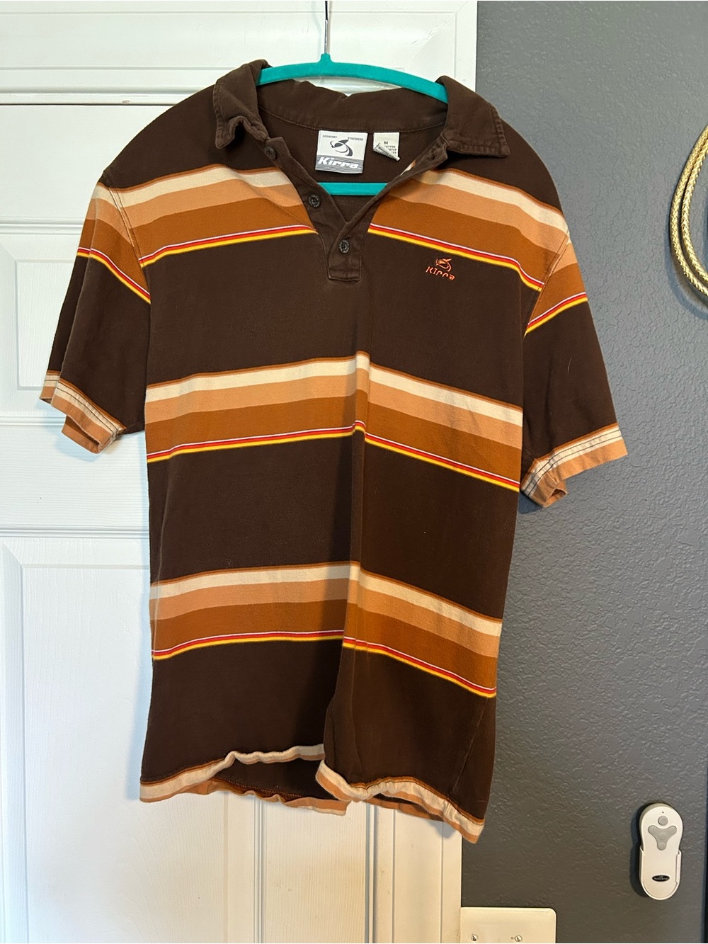 Kirra Brown Striped Polo with Tan and Cream Bands